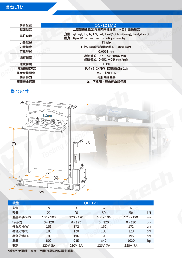 121M2F-紙箱抗壓試驗機