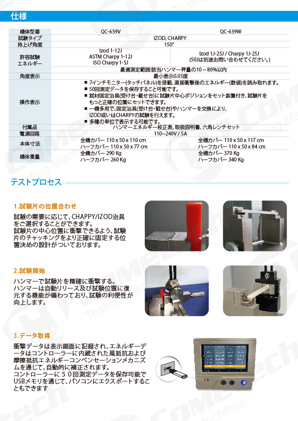 QC-639V/W 衝撃試験機-電子式